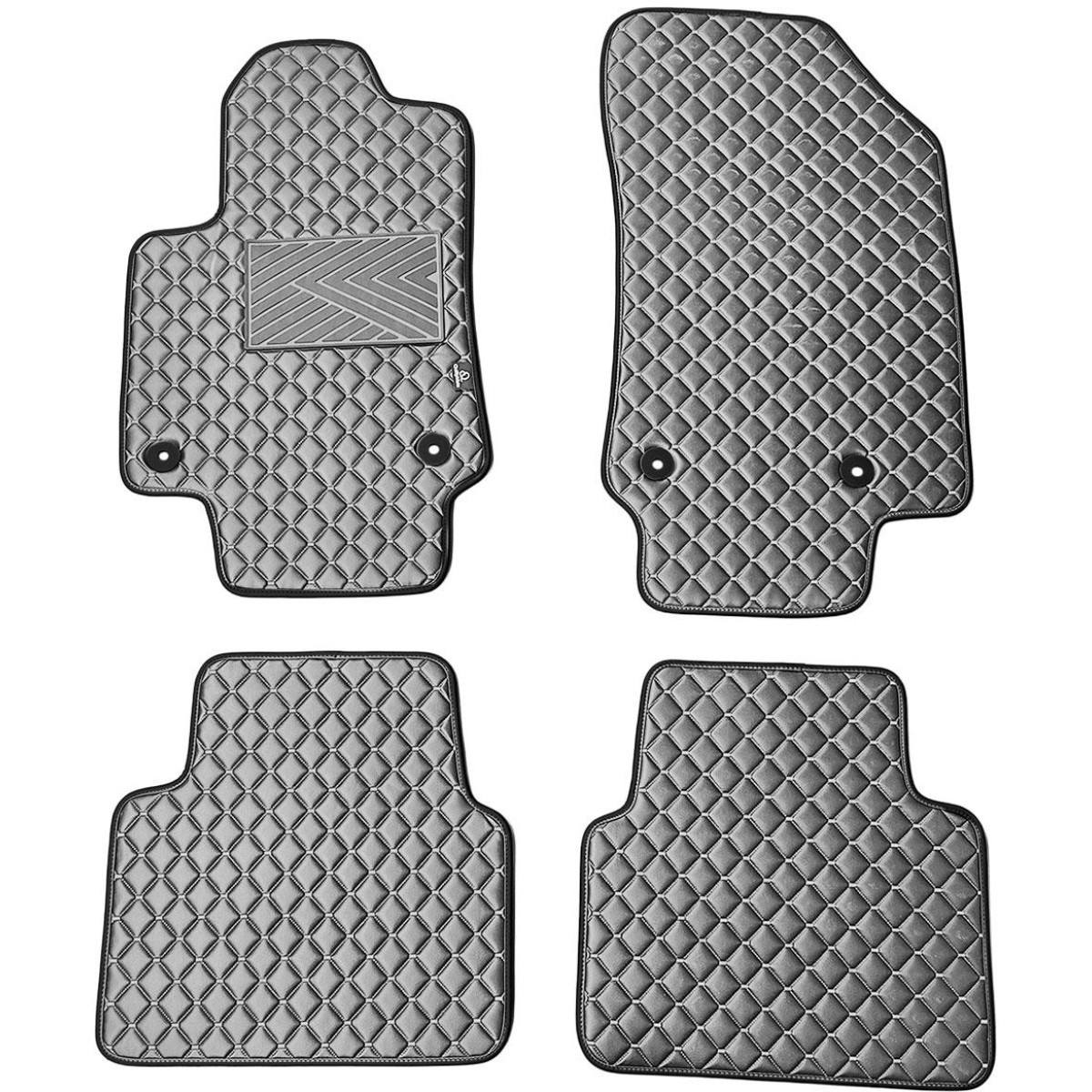 Eco-nahka matot QuiltyMats OPEL CROSSLAND X vuodesta 2017 (Harmaa / harmaat ompeleet)