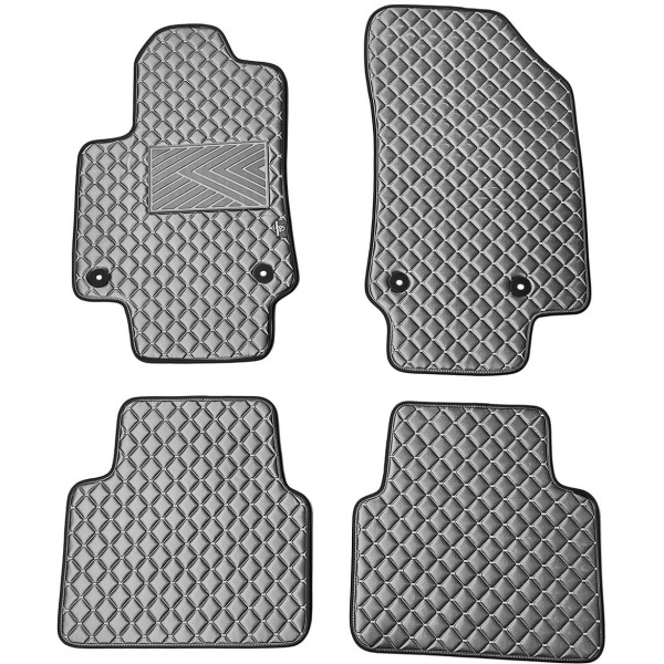 Eco-nahka matot QuiltyMats OPEL CROSSLAND X vuodesta 2017 (Harmaa / harmaat ompeleet)