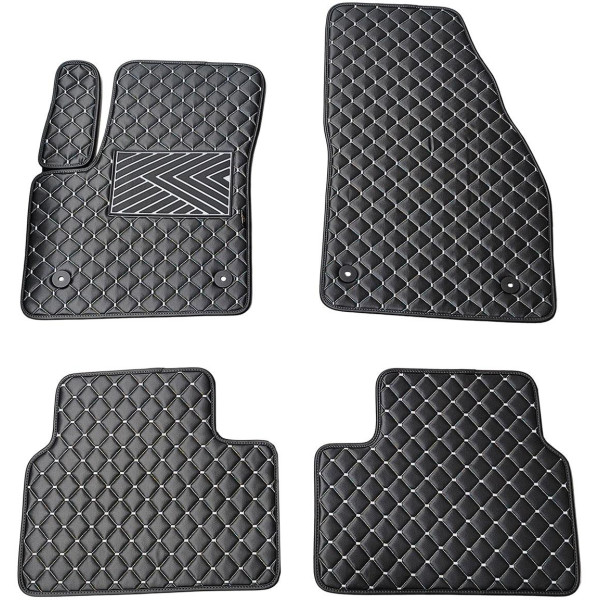 Eco-nahka matot QuiltyMats OPEL MERIVA 2010-2017 (B) (Musta / harmaat ompeleet)