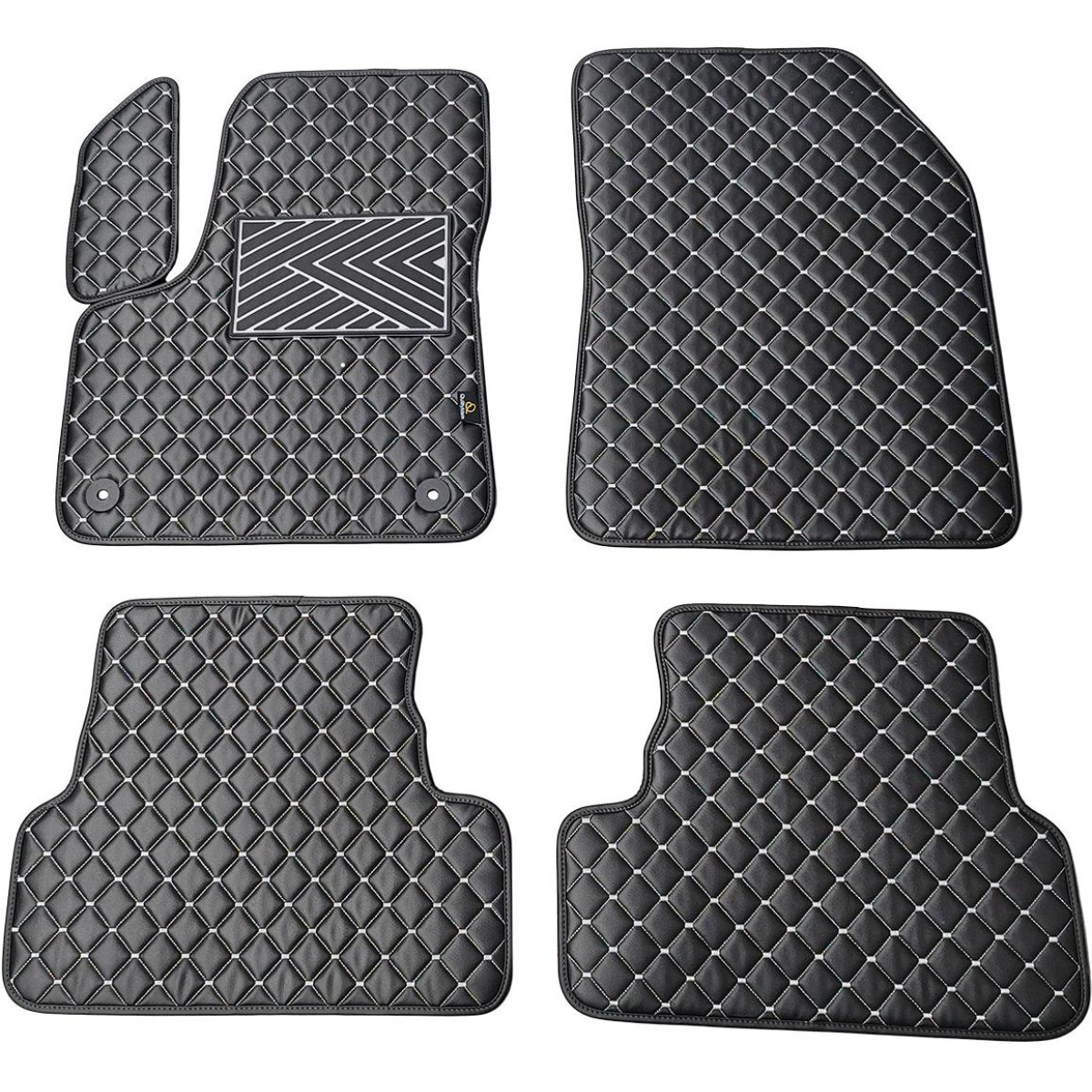 Eco-nahka matot QuiltyMats PEUGEOT 3008 2017-2024 (Musta / harmaat ompeleet)
