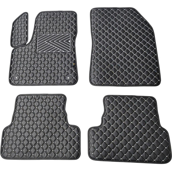 Eco-nahka matot QuiltyMats PEUGEOT 3008 2017-2024 (Musta / harmaat ompeleet)