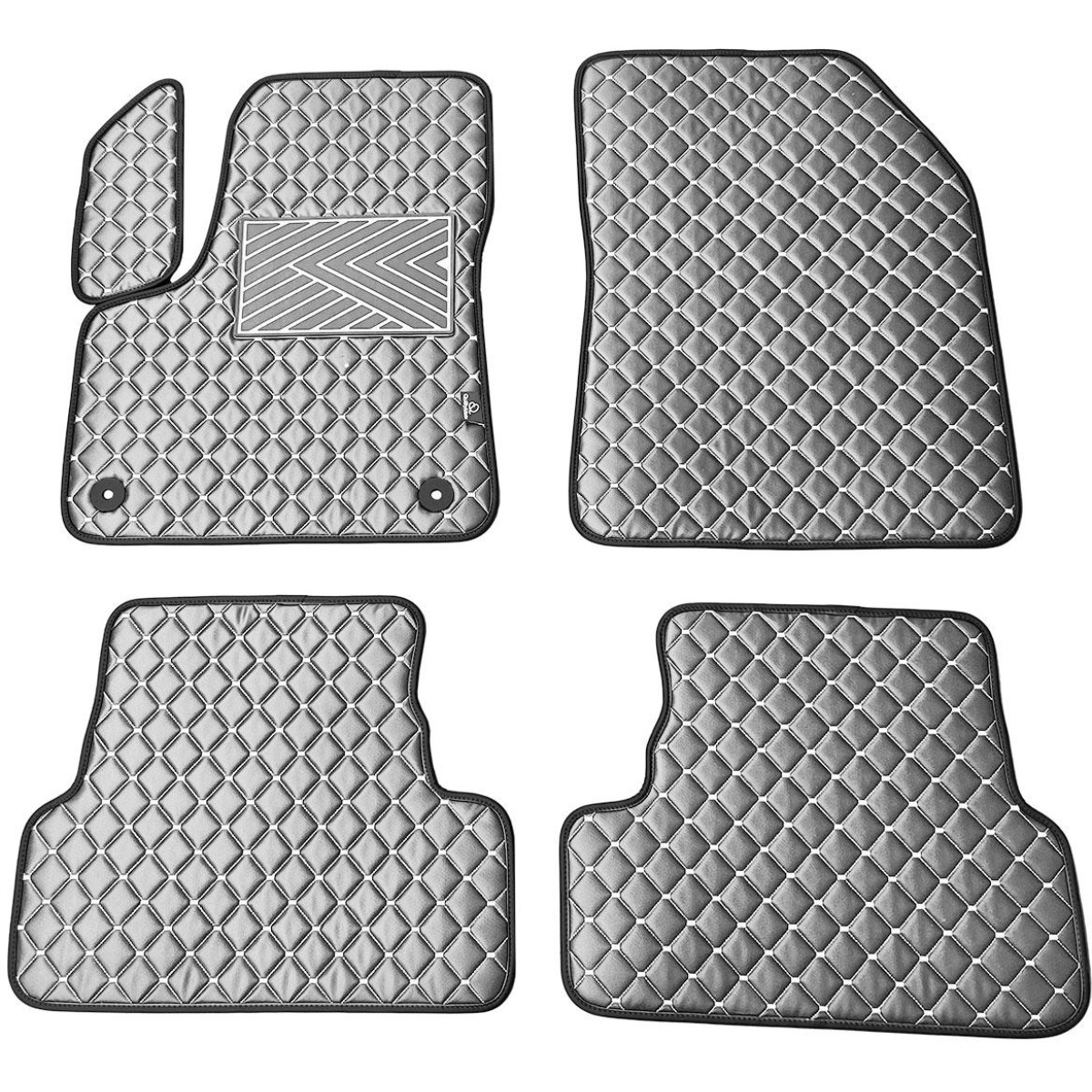 Eco-nahka matot QuiltyMats PEUGEOT 3008 2017-2024 (Harmaa / harmaat ompeleet)