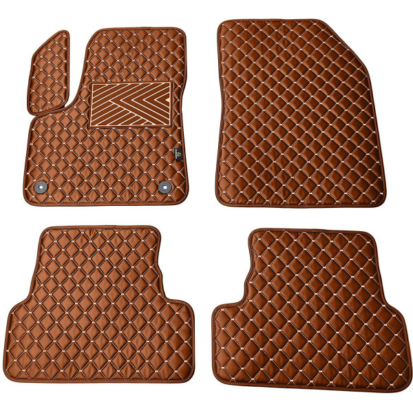 Eco-nahka matot QuiltyMats PEUGEOT 3008 2017-2024 (Ruskea / ruskeat ompeleet)