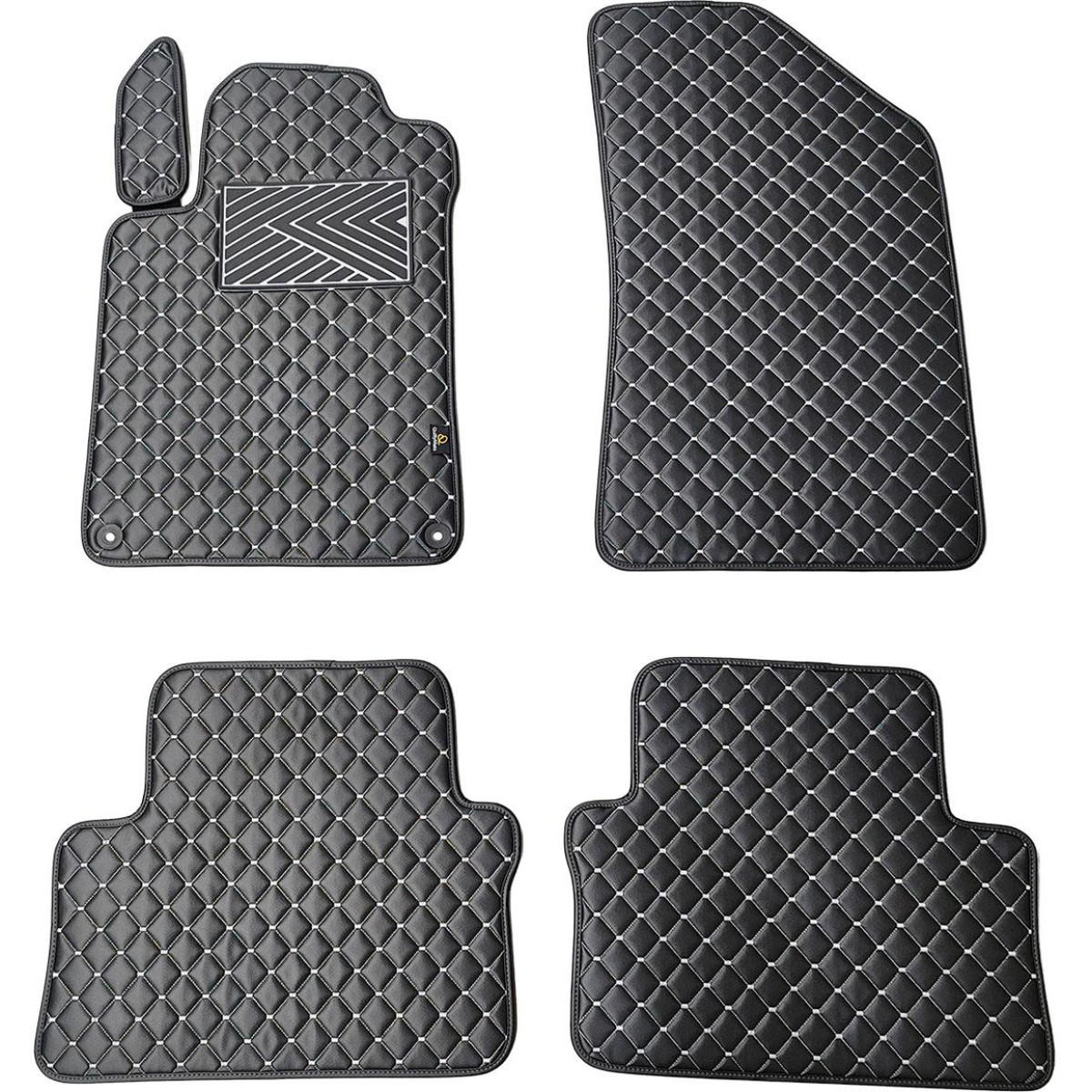 Eco-nahka matot QuiltyMats PEUGEOT 508 2011-2018 (Musta / harmaat ompeleet)