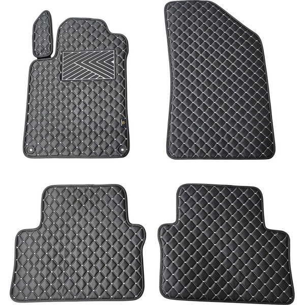 Eco-nahka matot QuiltyMats PEUGEOT 508 2011-2018 (Musta / harmaat ompeleet)