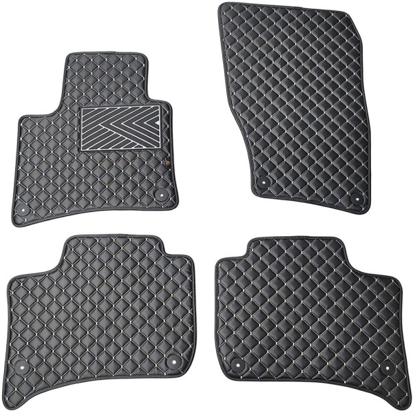 Eco-nahka matot QuiltyMats PORSCHE CAYENNE 2010-2017 (Musta / harmaat ompeleet)