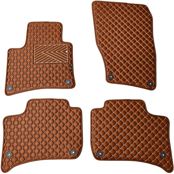 Eco-nahka matot QuiltyMats PORSCHE CAYENNE 2010-2017 (Ruskea / ruskeat ompeleet)