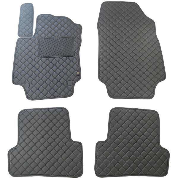 Eco-nahka matot QuiltyMats RENAULT CAPTUR 2013-2018 (Musta / mustat ompeleet)