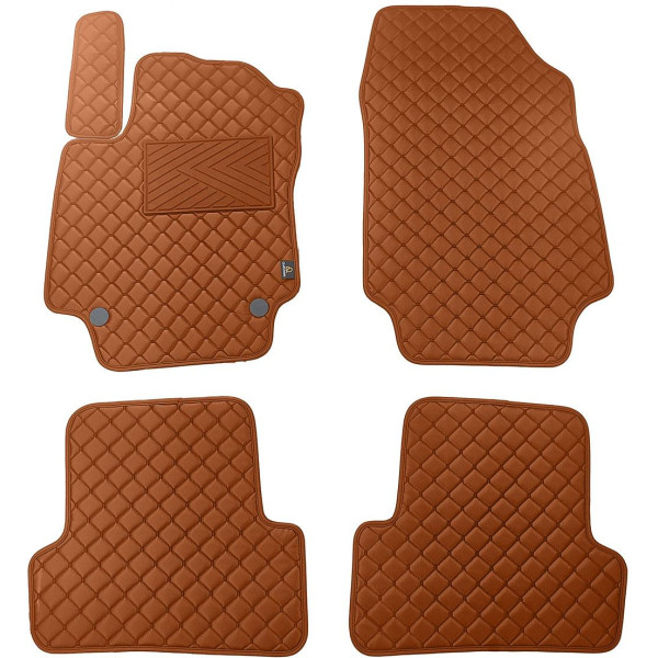 Eco-nahka matot QuiltyMats RENAULT CAPTUR 2013-2018 (Ruskea / ruskeat ompeleet)