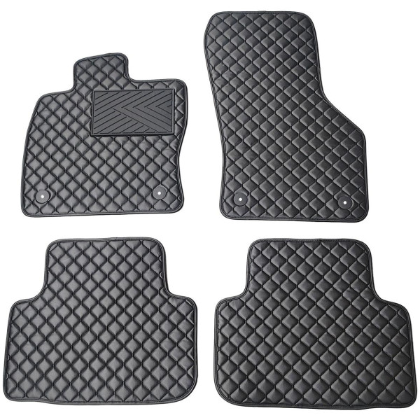 Eco-nahka matot QuiltyMats SKODA OCTAVIA 2013-2020 (Musta / mustat ompeleet)