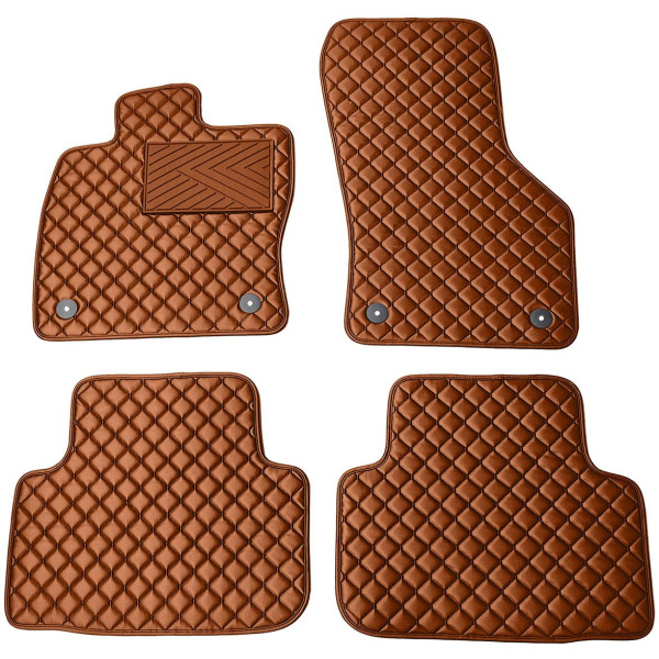 Eco-nahka matot QuiltyMats SKODA OCTAVIA 2013-2020 (Ruskea / ruskeat ompeleet)