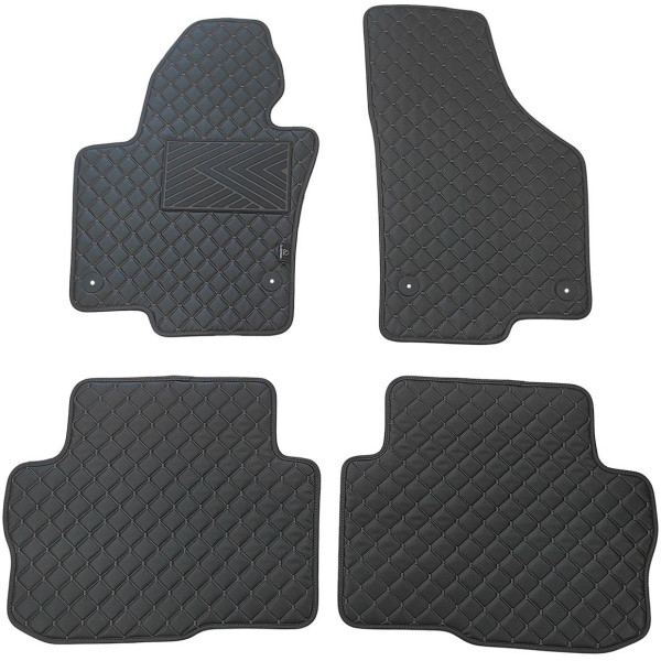 Eco-nahka matot QuiltyMats SKODA SUPERB 2008-2015 (Musta / mustat ompeleet)