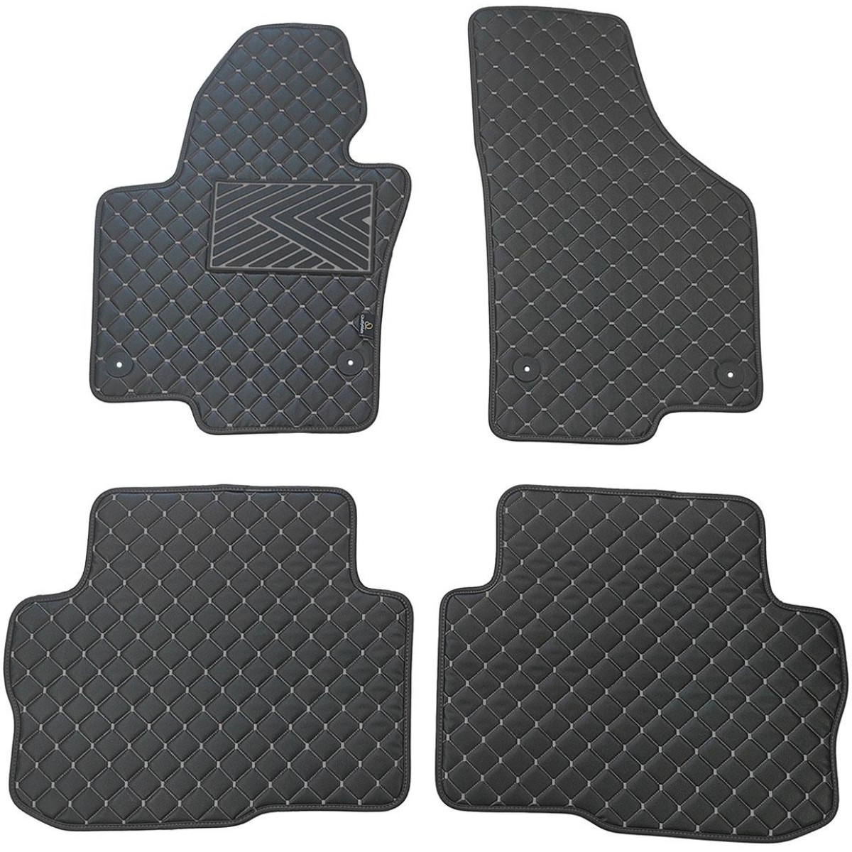 Eco-nahka matot QuiltyMats SKODA SUPERB 2008-2015 (Musta / harmaat ompeleet)