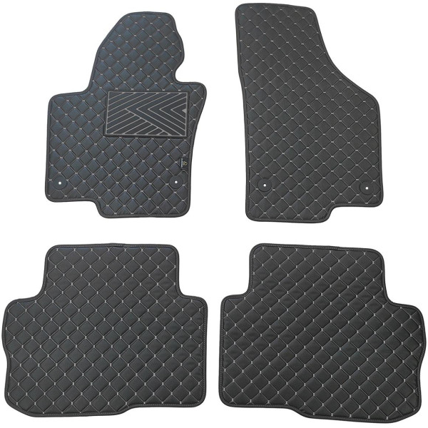 Eco-nahka matot QuiltyMats SKODA SUPERB 2008-2015 (Musta / harmaat ompeleet)