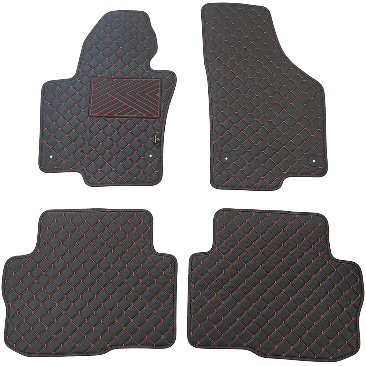 Eco-nahka matot QuiltyMats SKODA SUPERB 2008-2015 (Musta / punaiset ompeleet)
