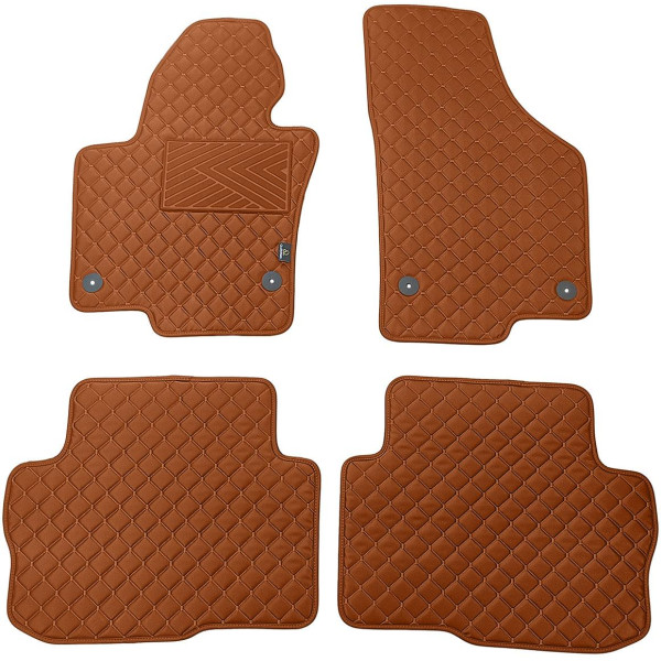 Eco-nahka matot QuiltyMats SKODA SUPERB 2008-2015 (Ruskea / ruskeat ompeleet)
