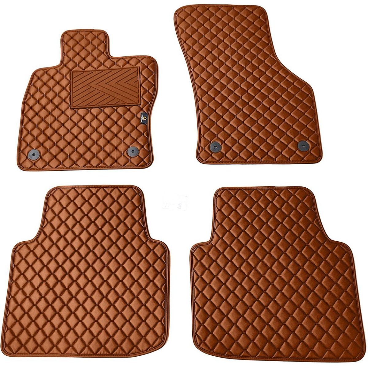 Eco-nahka matot QuiltyMats SKODA SUPERB 2015-2023 (Ruskea / ruskeat ompeleet)