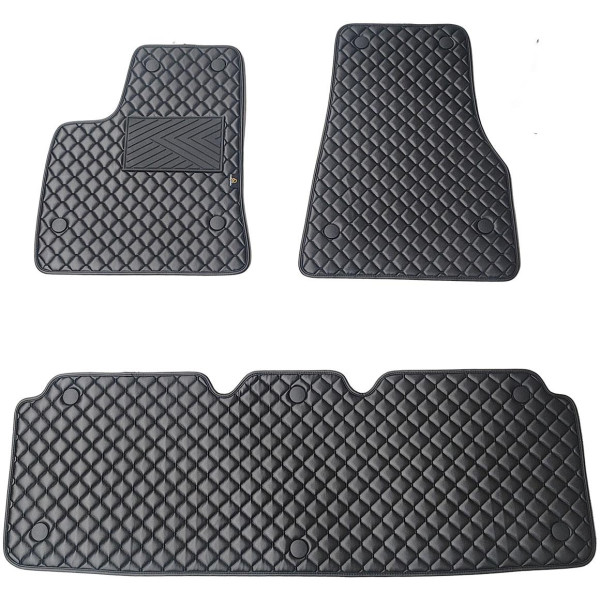 Eco-nahka matot QuiltyMats TESLA MODEL S 2012-2026 (Musta / mustat ompeleet)
