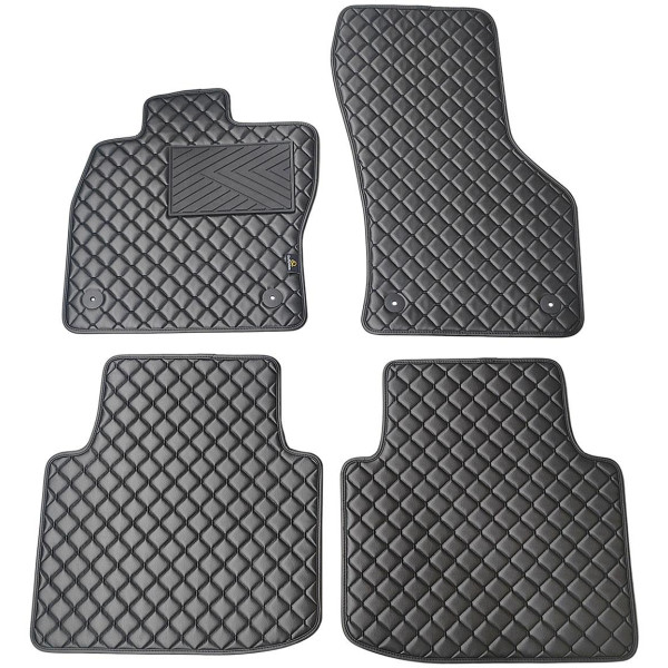 Eco-nahka matot QuiltyMats VOLKSWAGEN ARTEON 2017-2023 (Musta / mustat ompeleet)