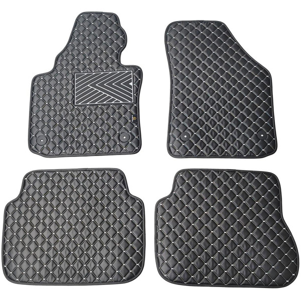 Eco-nahka matot QuiltyMats VOLKSWAGEN CADDY 2004-2020 (KOMBI - 1 šoninės stumdomos durys) (Musta / harmaat ompeleet)