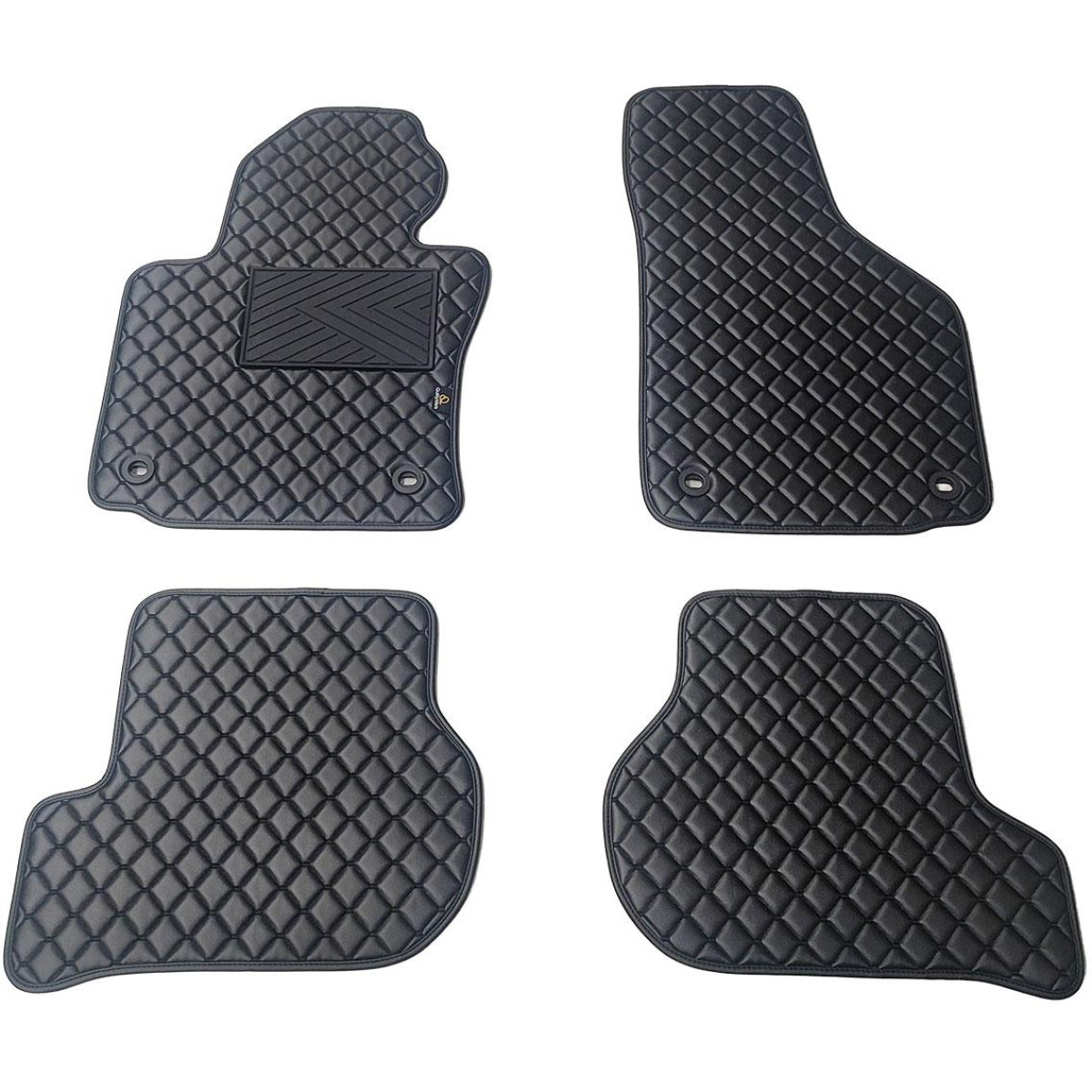Eco-nahka matot QuiltyMats VOLKSWAGEN GOLF 2003-2009 (Musta / mustat ompeleet)