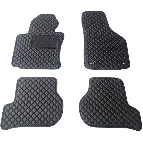 Eco-nahka matot QuiltyMats VOLKSWAGEN GOLF 2003-2009 (Musta / mustat ompeleet)
