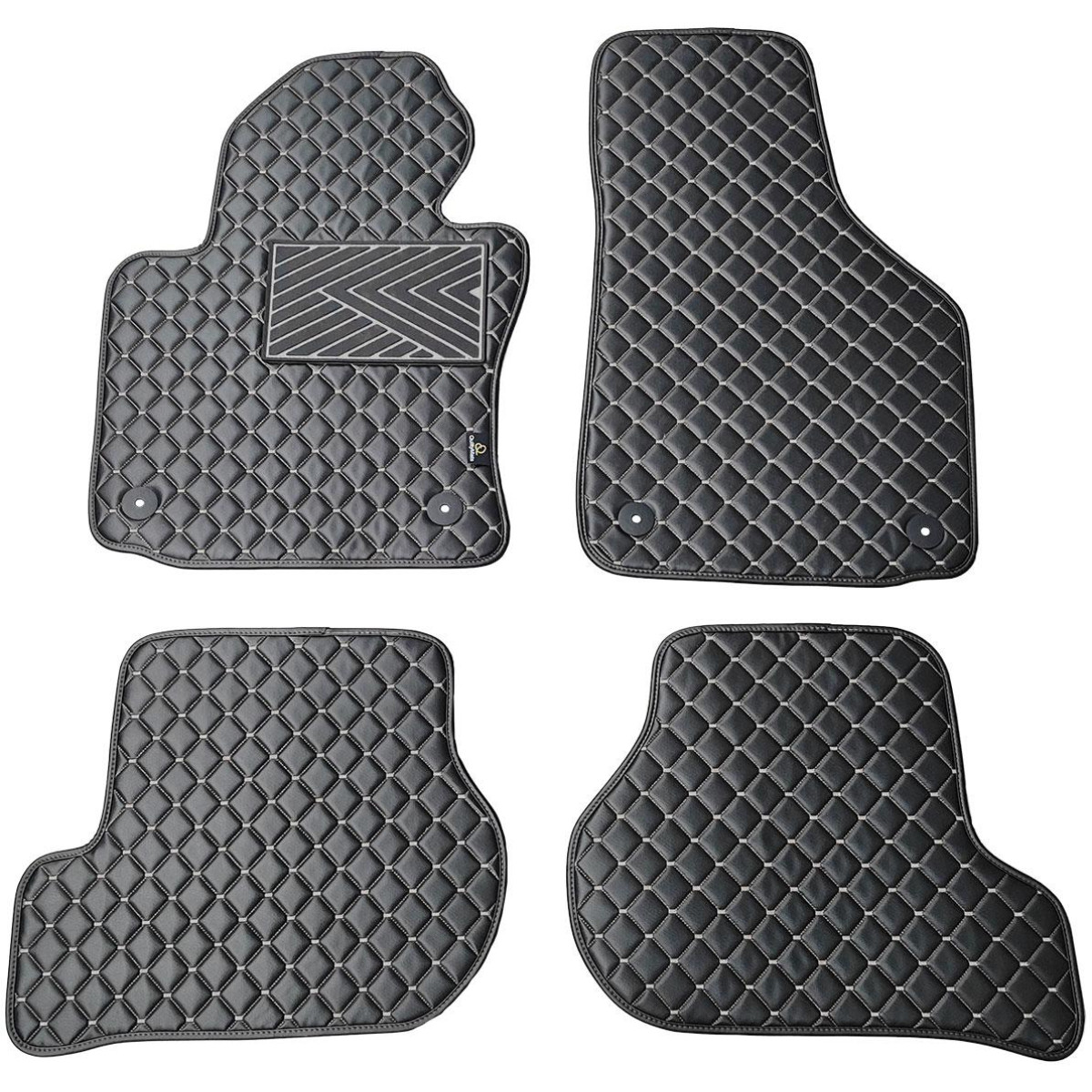 Eco-nahka matot QuiltyMats VOLKSWAGEN GOLF 2003-2009 (Musta / harmaat ompeleet)