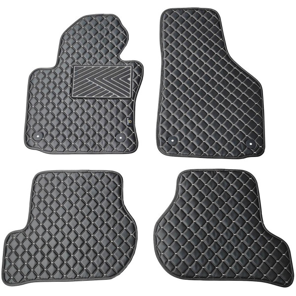 Eco-nahka matot QuiltyMats VOLKSWAGEN GOLF 2003-2009 (Musta / harmaat ompeleet)