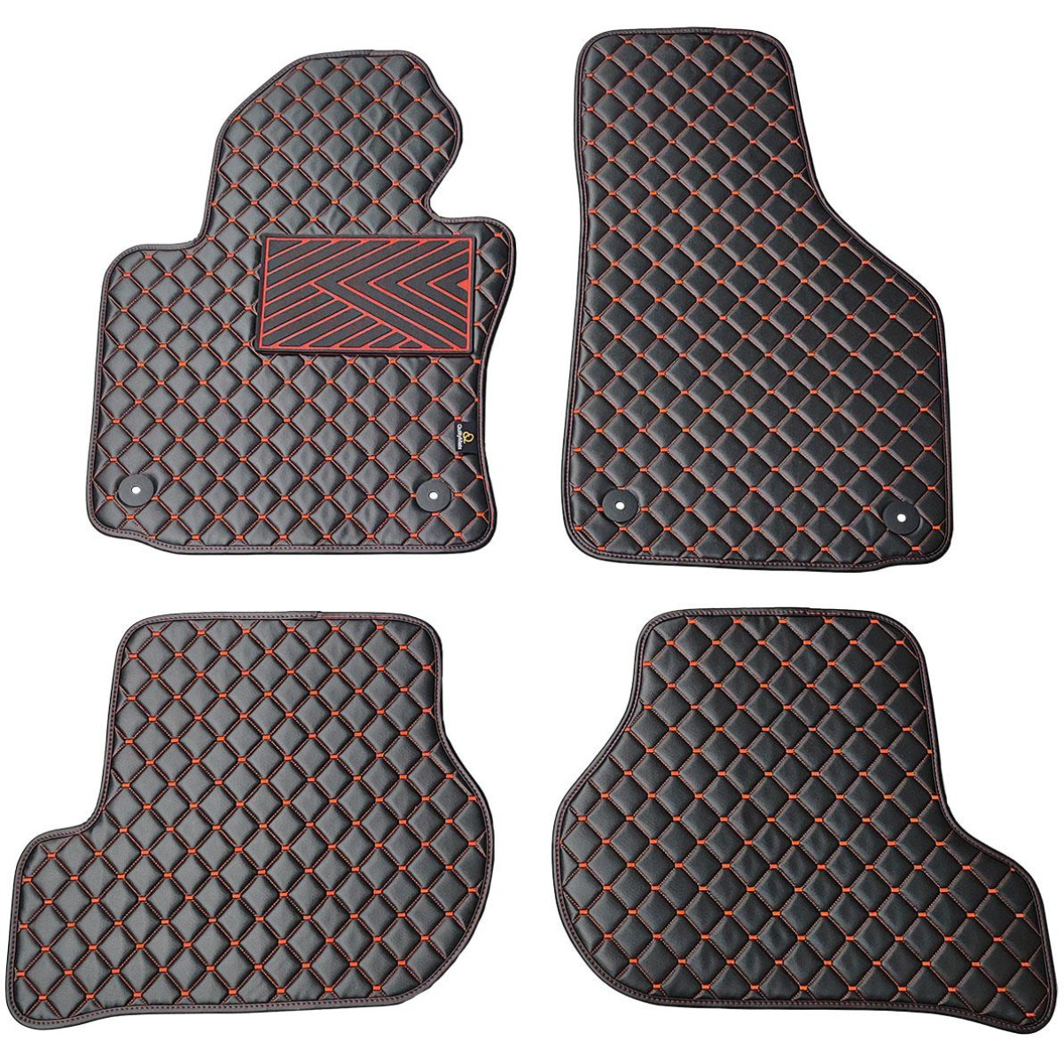 Eco-nahka matot QuiltyMats VOLKSWAGEN GOLF 2003-2009 (Musta / punaiset ompeleet)