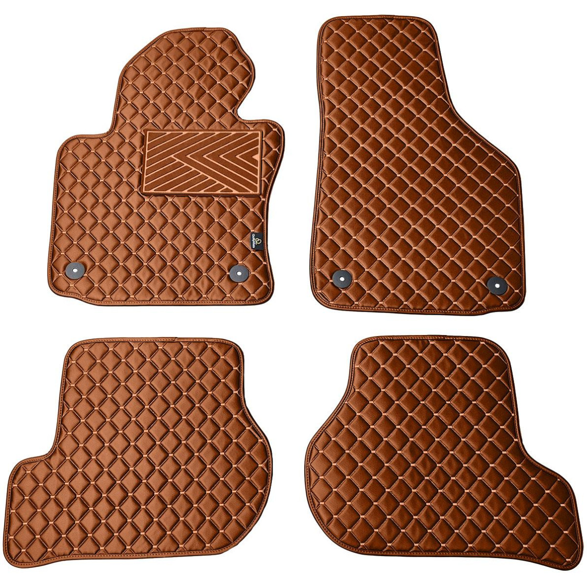Eco-nahka matot QuiltyMats VOLKSWAGEN GOLF 2003-2009 (Ruskea / ruskeat ompeleet)