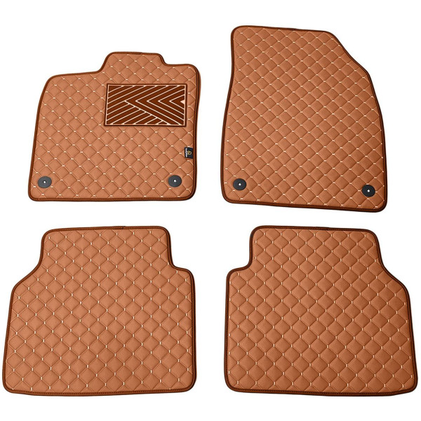 Eco-nahka matot QuiltyMats VOLKSWAGEN ID.4 vuodesta 2020 (Ruskea / ruskeat ompeleet)