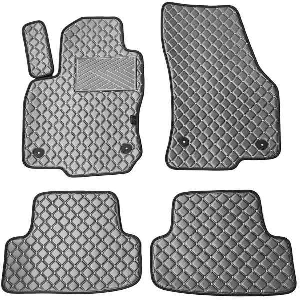 Eco-nahka matot QuiltyMats VOLKSWAGEN T-ROC 2017-2025 (Harmaa / harmaat ompeleet)