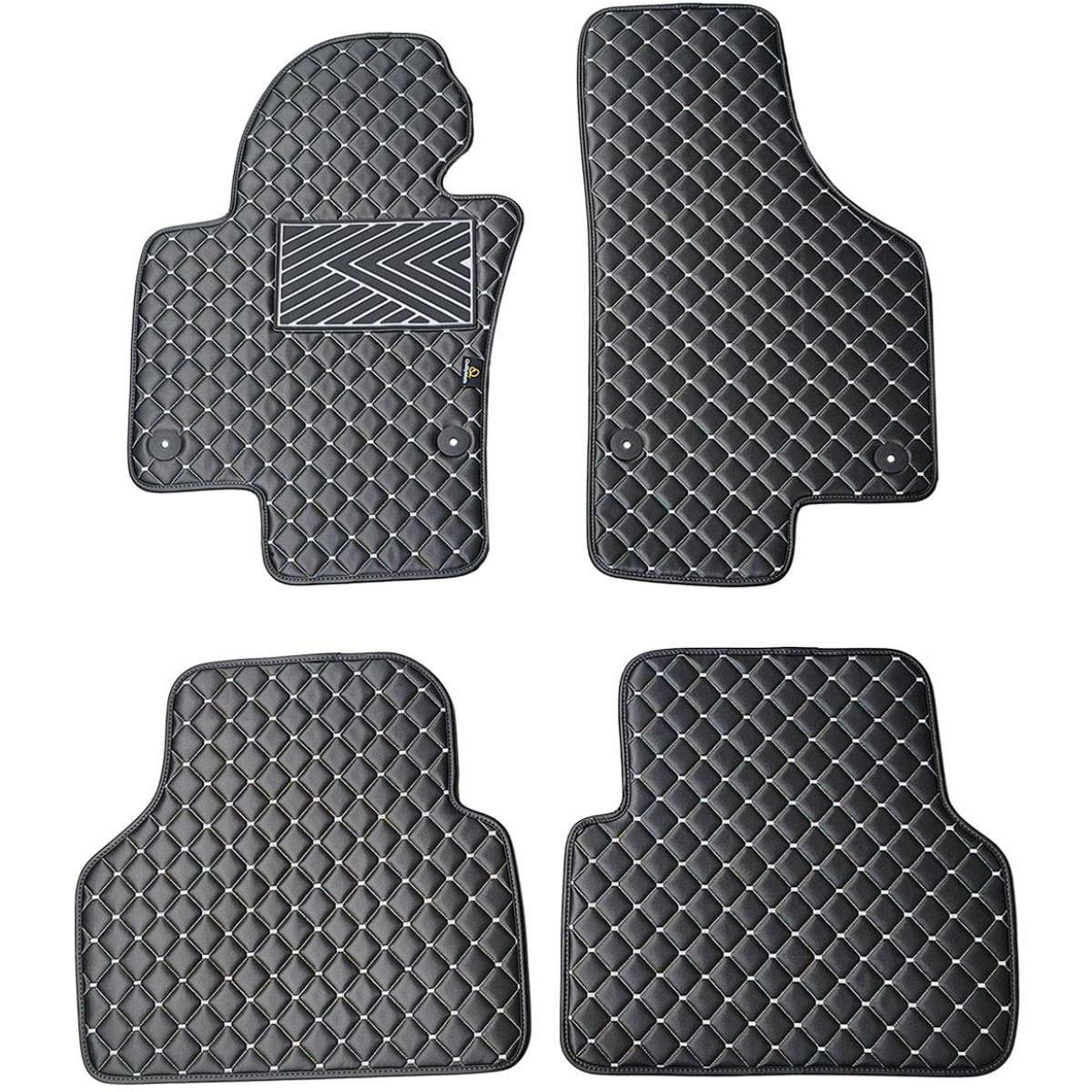 Eco-nahka matot QuiltyMats VOLKSWAGEN TIGUAN 2007-2016 (Musta / harmaat ompeleet)