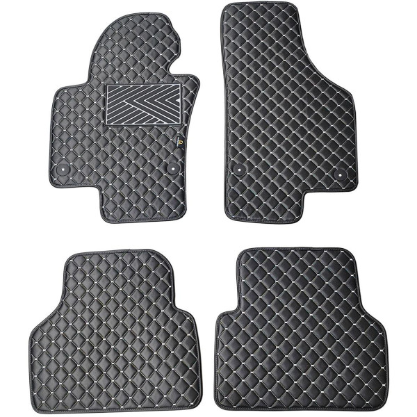 Eco-nahka matot QuiltyMats VOLKSWAGEN TIGUAN 2007-2016 (Musta / harmaat ompeleet)
