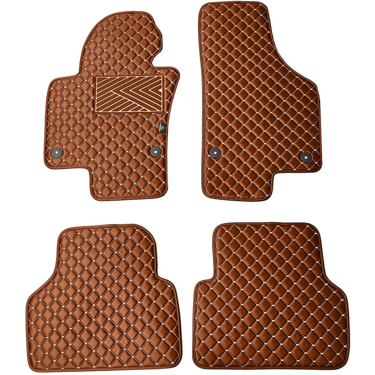 Eco-nahka matot QuiltyMats VOLKSWAGEN TIGUAN 2007-2016 (Ruskea / ruskeat ompeleet)