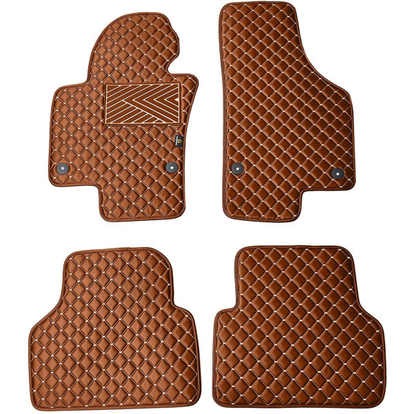 Eco-nahka matot QuiltyMats VOLKSWAGEN TIGUAN 2007-2016 (Ruskea / ruskeat ompeleet)
