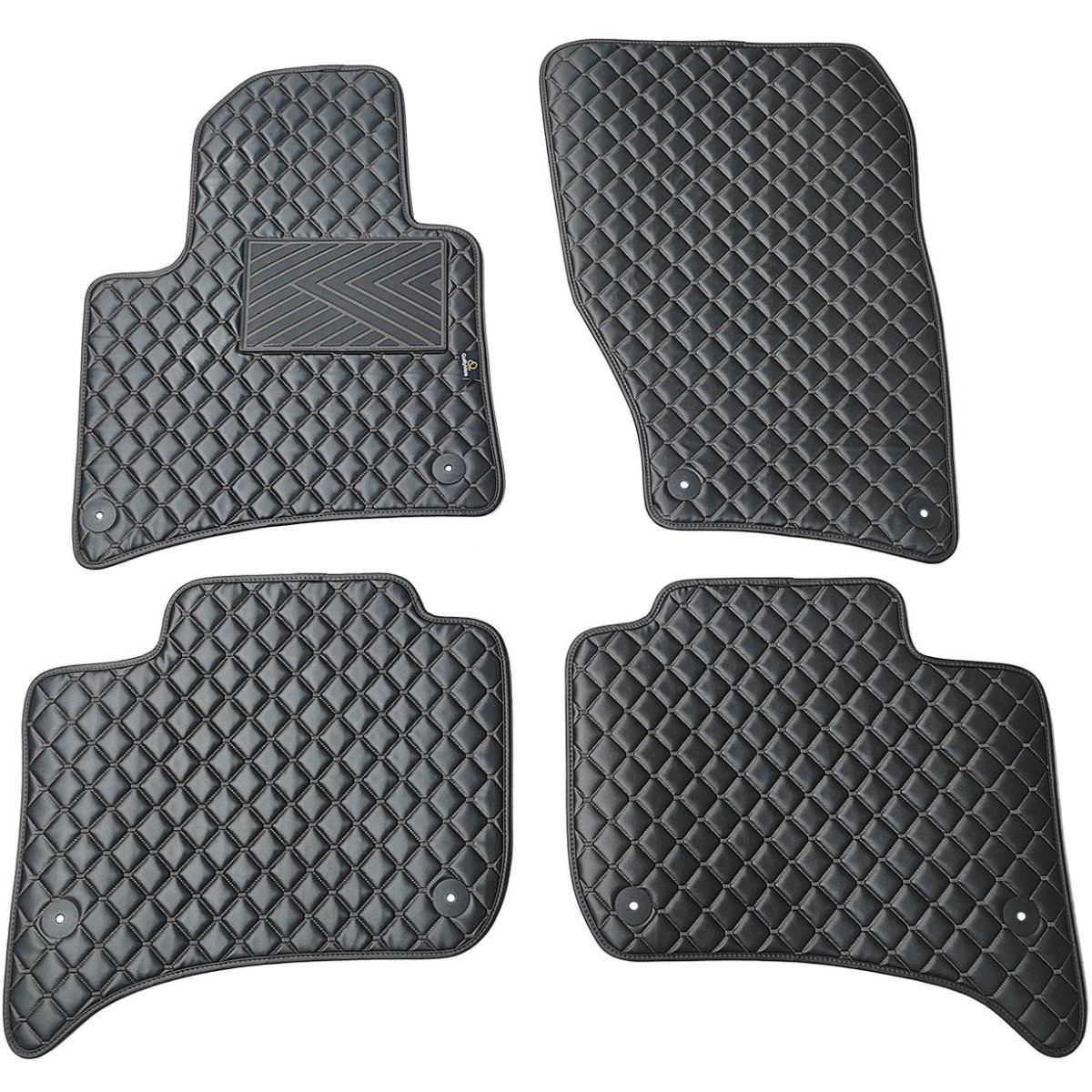 Eco-nahka matot QuiltyMats VOLKSWAGEN TOUAREG 2010-2018 (Musta / mustat ompeleet)