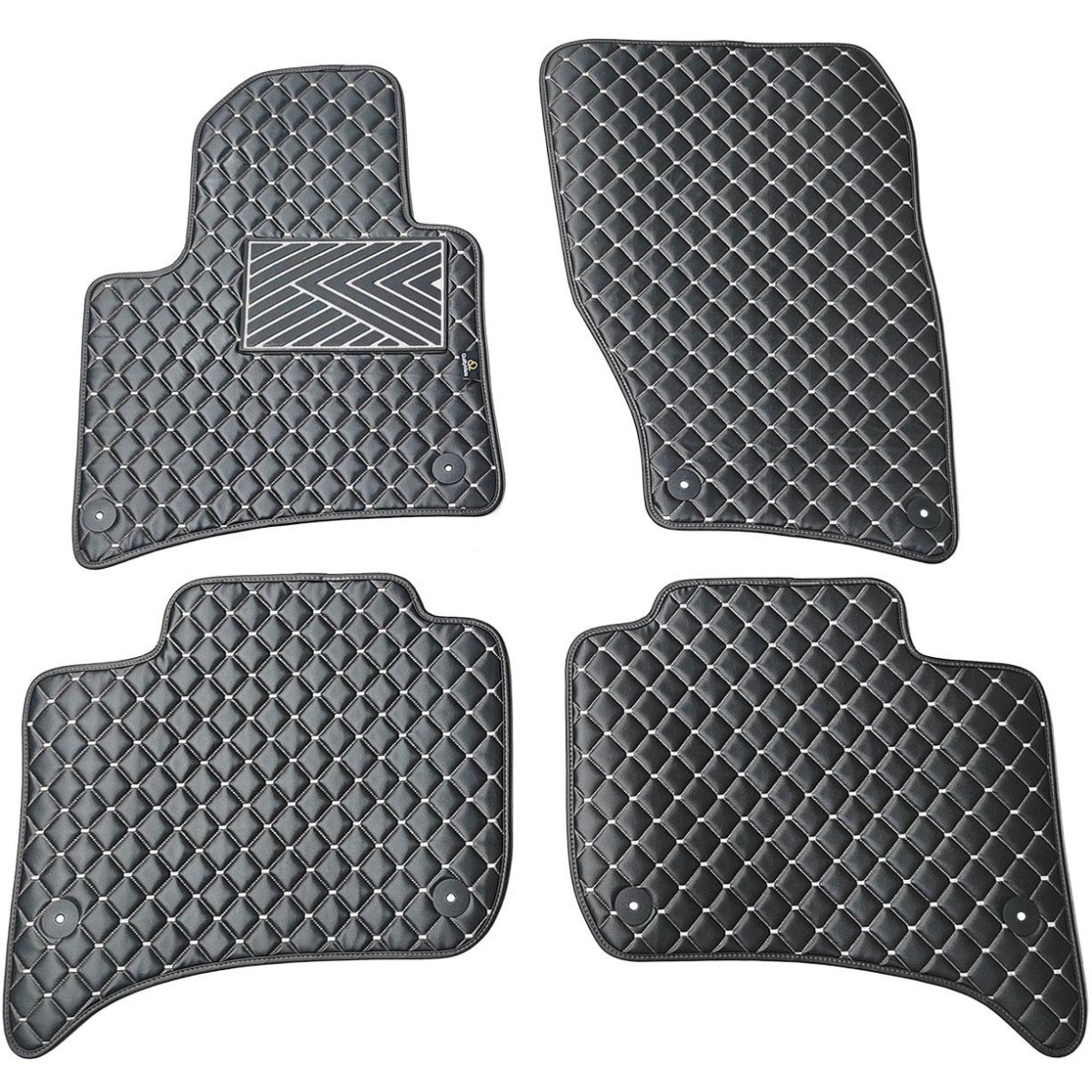 Eco-nahka matot QuiltyMats VOLKSWAGEN TOUAREG 2010-2018 (Musta / harmaat ompeleet)