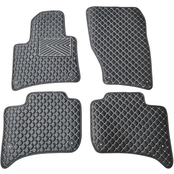 Eco-nahka matot QuiltyMats VOLKSWAGEN TOUAREG 2010-2018 (Musta / harmaat ompeleet)