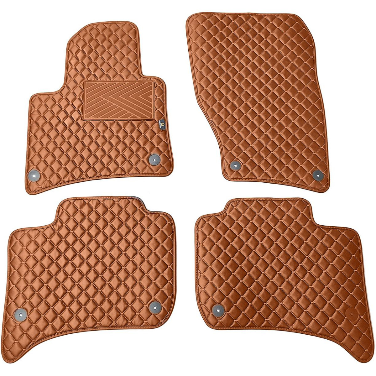 Eco-nahka matot QuiltyMats VOLKSWAGEN TOUAREG 2010-2018 (Ruskea / ruskeat ompeleet)