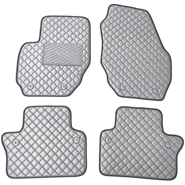 Eco-nahka matot QuiltyMats VOLVO S80 2006-2016 (Harmaa / harmaat ompeleet)