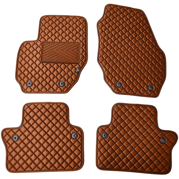 Eco-nahka matot QuiltyMats VOLVO S80 2006-2016 (Ruskea / ruskeat ompeleet)