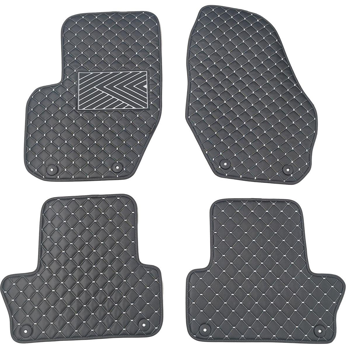 Eco-nahka matot QuiltyMats VOLVO XC60 2008-2017 (Musta / harmaat ompeleet)