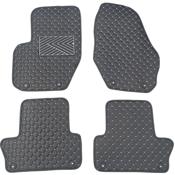 Eco-nahka matot QuiltyMats VOLVO XC60 2008-2017 (Musta / harmaat ompeleet)
