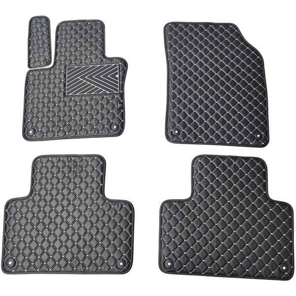 Eco-nahka matot QuiltyMats VOLVO XC90 vuodesta 2015 (Musta / harmaat ompeleet)