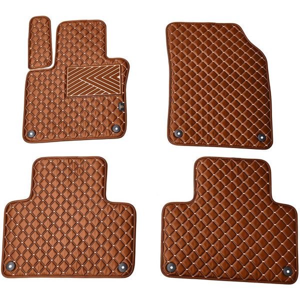 Eco-nahka matot QuiltyMats VOLVO XC90 vuodesta 2015 (Ruskea / ruskeat ompeleet)