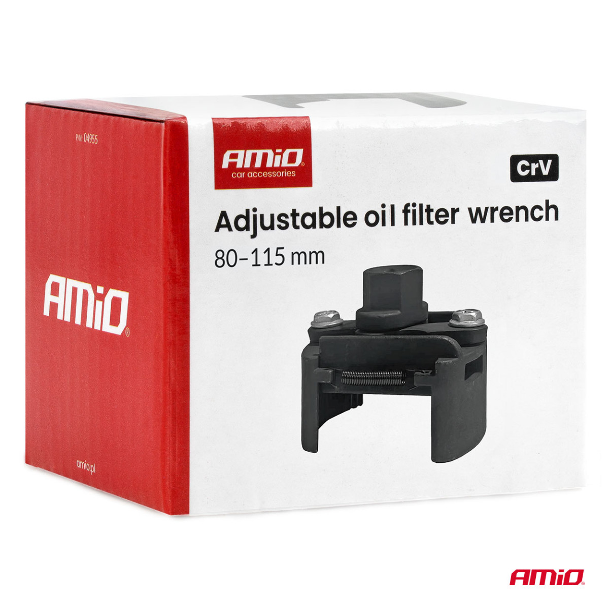 Säädettävä öljynsuodattimen avain, 80-115 mm, CrV AMIO-04955