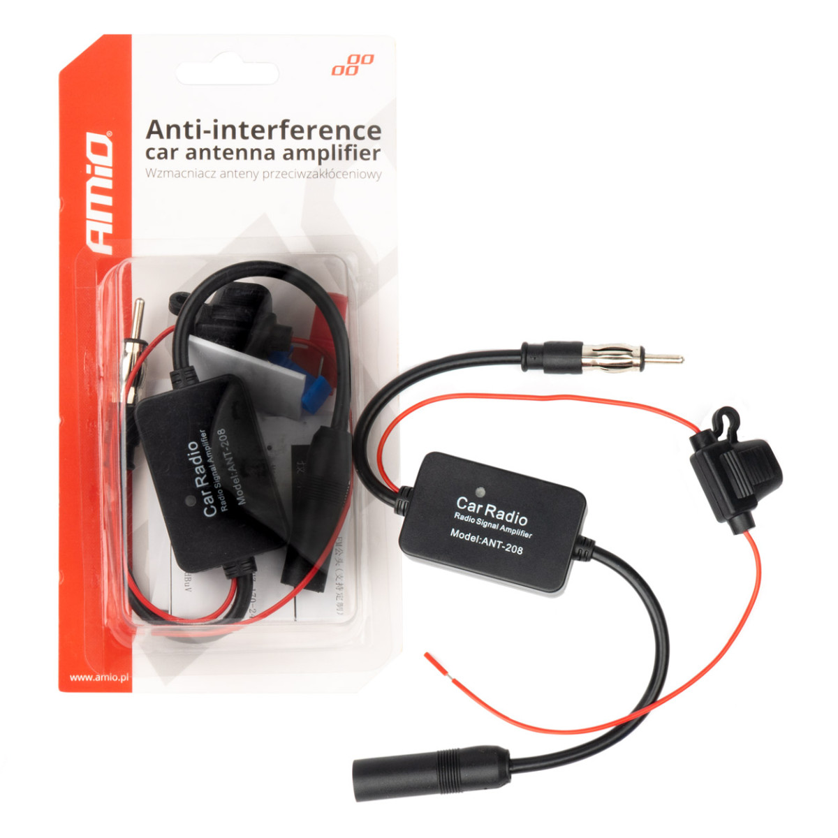 Häiriönkestävä auton antennivahvistin 12V AMIO-04133