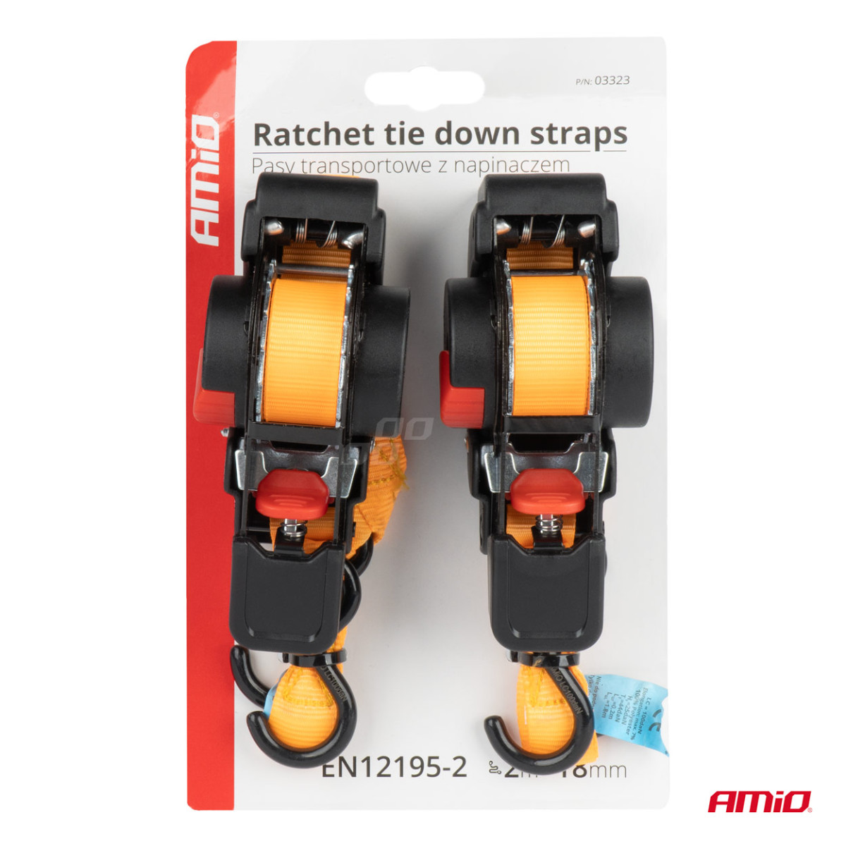 Kuormankiinnitysliina automaattisella kelauksella 200 kg, 2 m x 18 mm, S-TYPE AMIO-03323