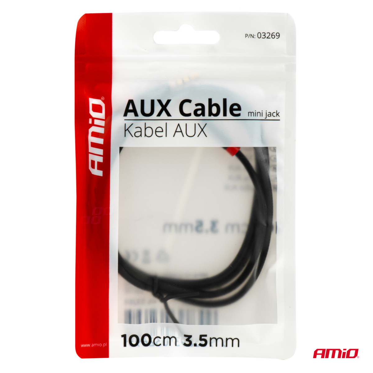 AUX-kaapeli Mini Jack-Jack 3,5 mm 100 cm AMIO-03269